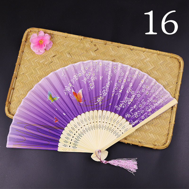 10pcs ancient style folding fan craft gift fans, Japanese Hanfu dance fans, portable silk fabric female fans