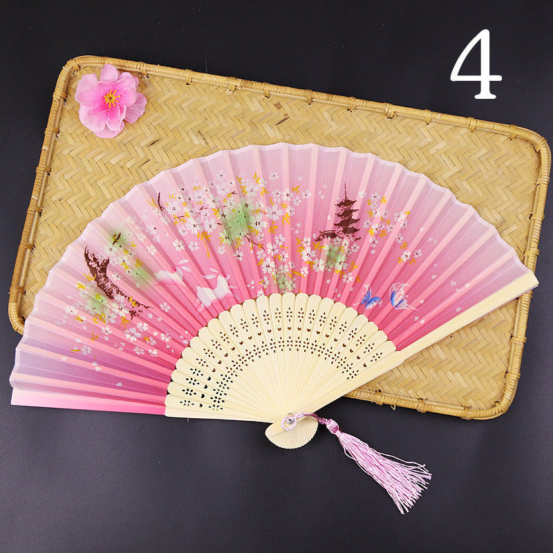 10pcs ancient style folding fan craft gift fans, Japanese Hanfu dance fans, portable silk fabric female fans