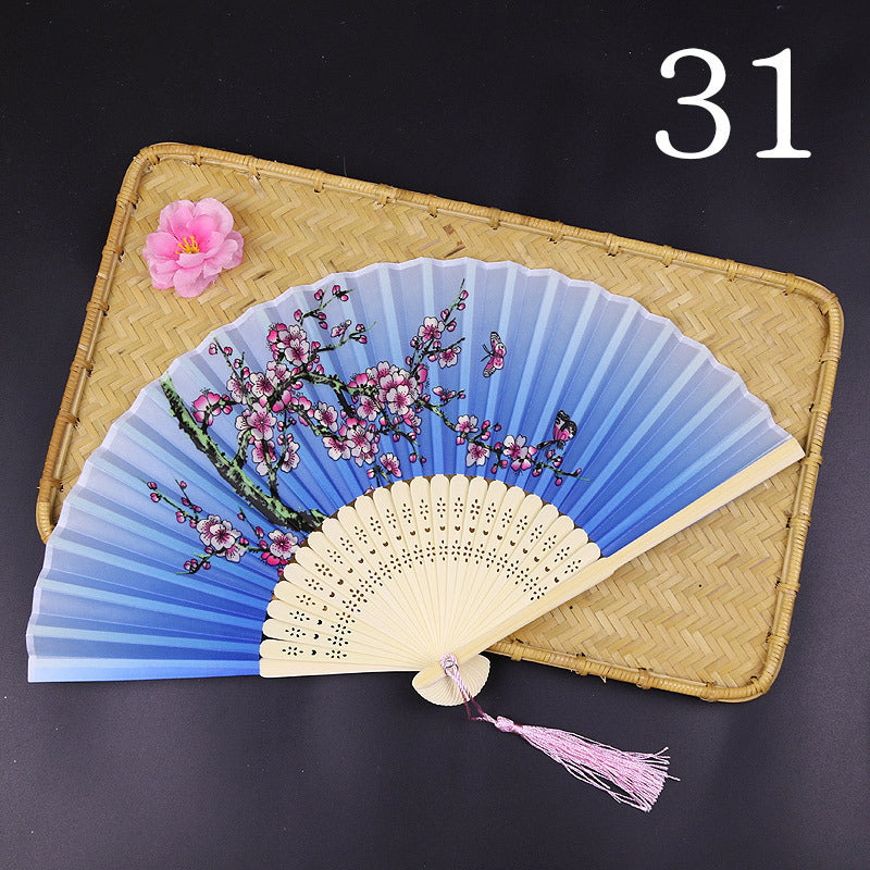 10pcs ancient style folding fan craft gift fans, Japanese Hanfu dance fans, portable silk fabric female fans
