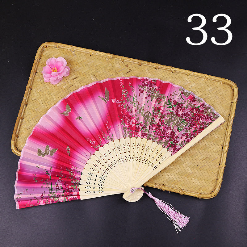 10pcs ancient style folding fan craft gift fans, Japanese Hanfu dance fans, portable silk fabric female fans