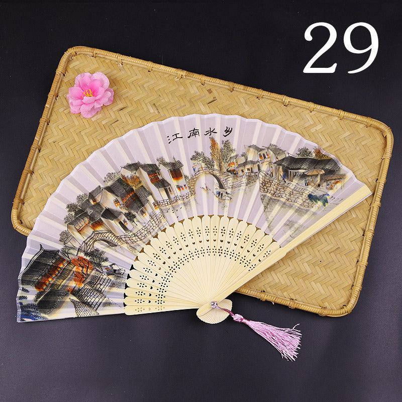 10pcs ancient style folding fan craft gift fans, Japanese Hanfu dance fans, portable silk fabric female fans