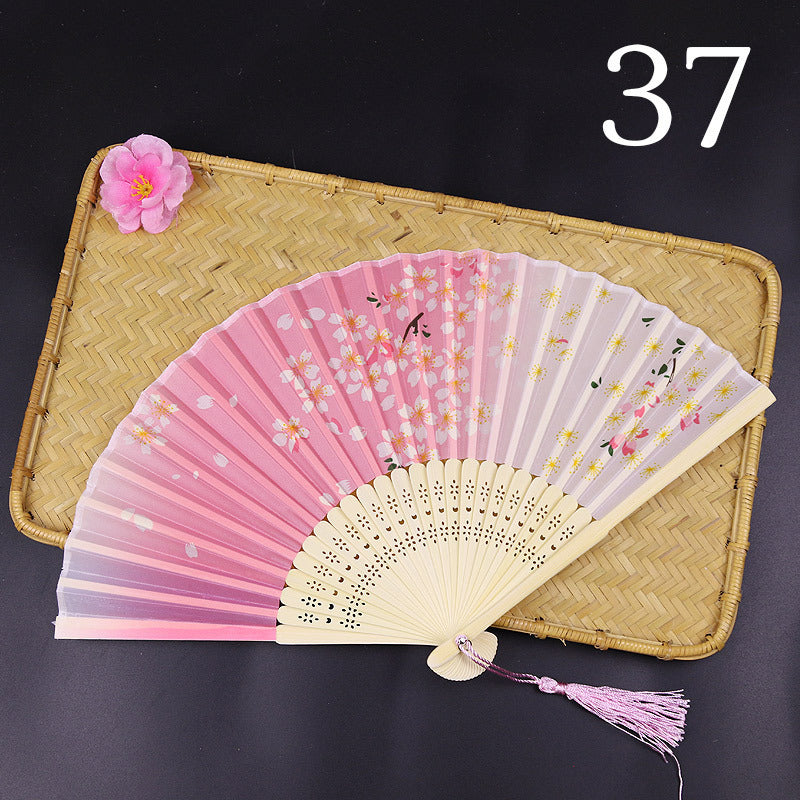 10pcs ancient style folding fan craft gift fans, Japanese Hanfu dance fans, portable silk fabric female fans