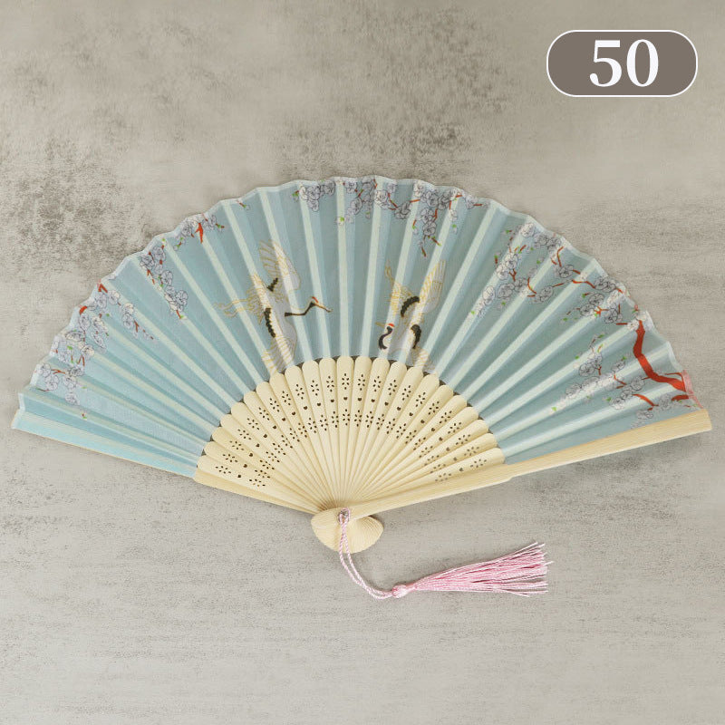 10pcs ancient style folding fan craft gift fans, Japanese Hanfu dance fans, portable silk fabric female fans