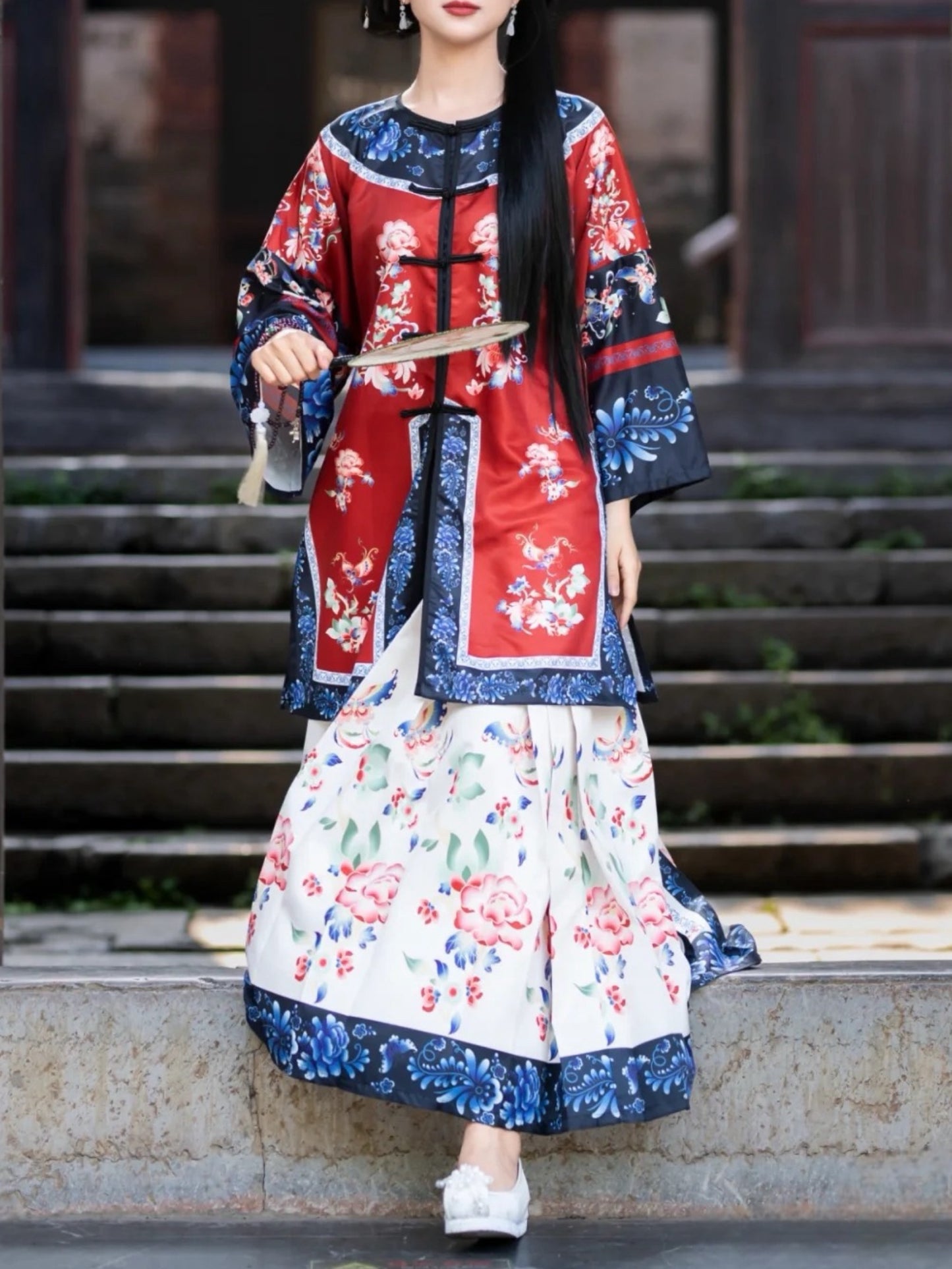 Qing Han Women New Lapel Qing Han Women's Dress Heavy Work Embroidery Qing Dynasty Dresses Heavy Work Han Clothing