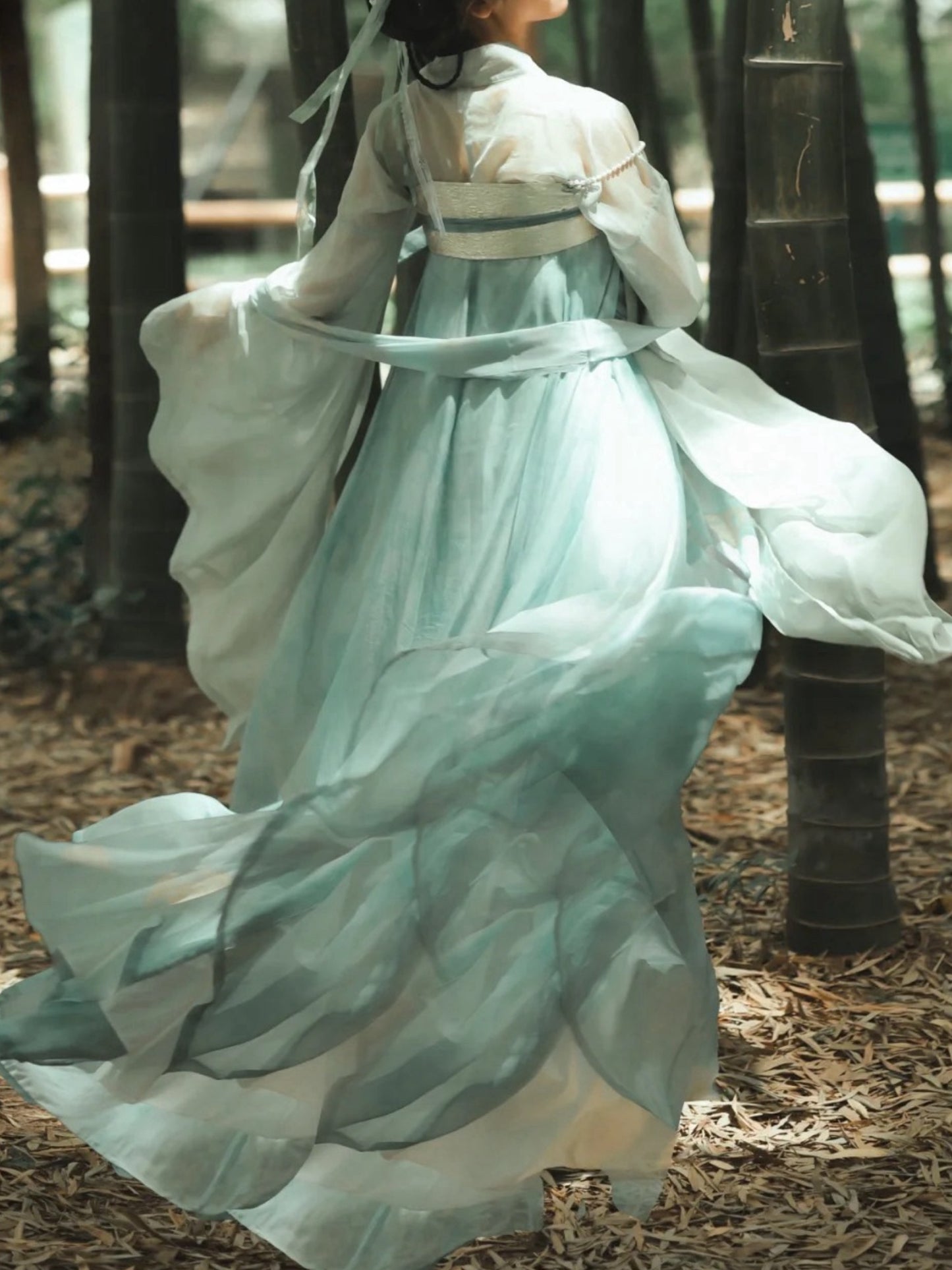 Han Element Tang system super fairy ethereal ancient style Lapel Qi chest dress fresh hanbok spring and summer daily new light green hanfu