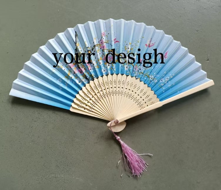 10pcs ancient style folding fan craft gift fans, Japanese Hanfu dance fans, portable silk fabric female fans