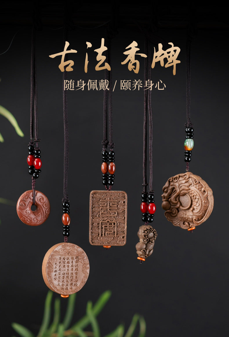 Natural Ancient Dharma Harmony Fragrance Brand Car Pendant, Safe Prajna Heart Sutra Portable Accessories, Aromatherapy Pendant