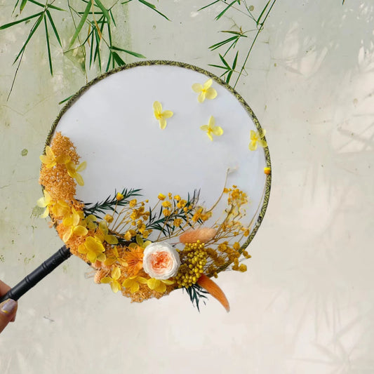 10pcs Blank Round Fans | DIY Painting Wedding Party Decoration Set | Ancient Style Palace Fan