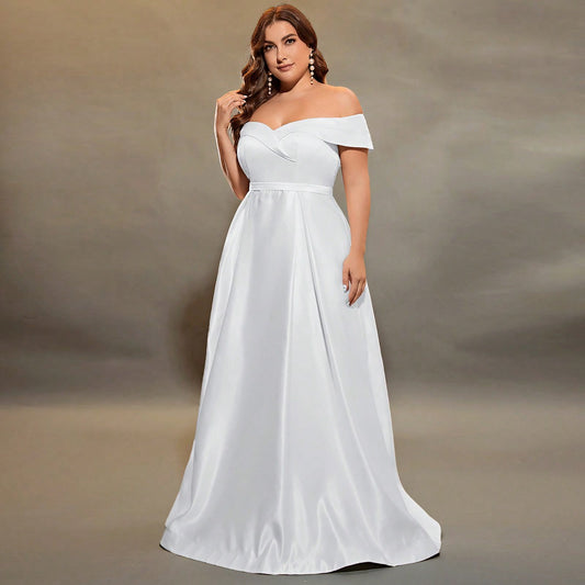 New Light Wedding Satin One Shoulder High Waist Evening Simple Hepburn Style Bridesmaid Banquet Sisters Dresses