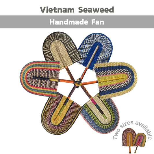 1pcs Small Seagrass Weaving Fan West African Bolga Wall Decorative Fan Home Background Wall Decor Daily Summer Hand Crank Fan