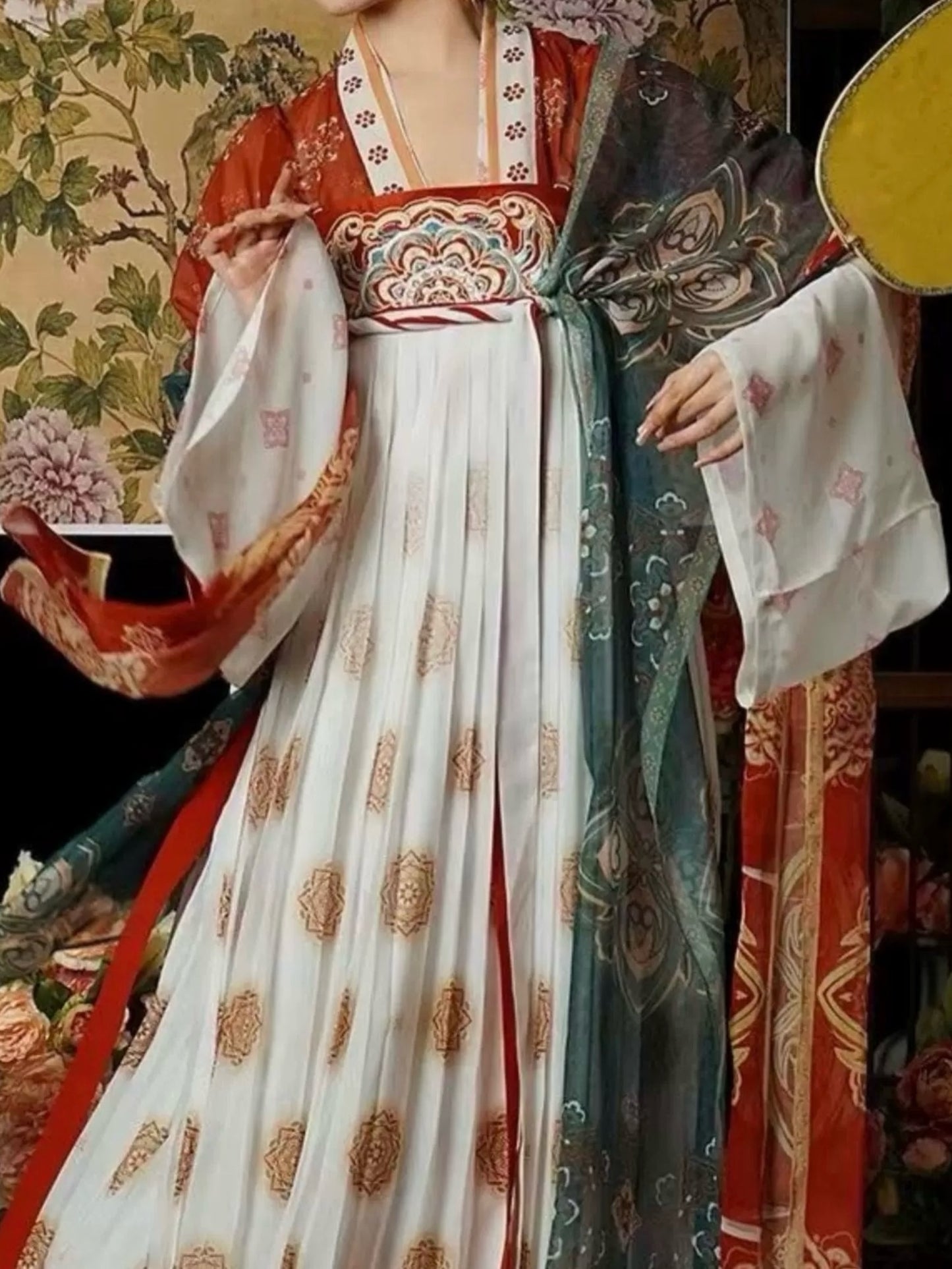 Tang system Chinese style Shengtang Princess Retro Hanfu Pasted together chest big sleeve shirt printing embroidery Ancient style Hanfu