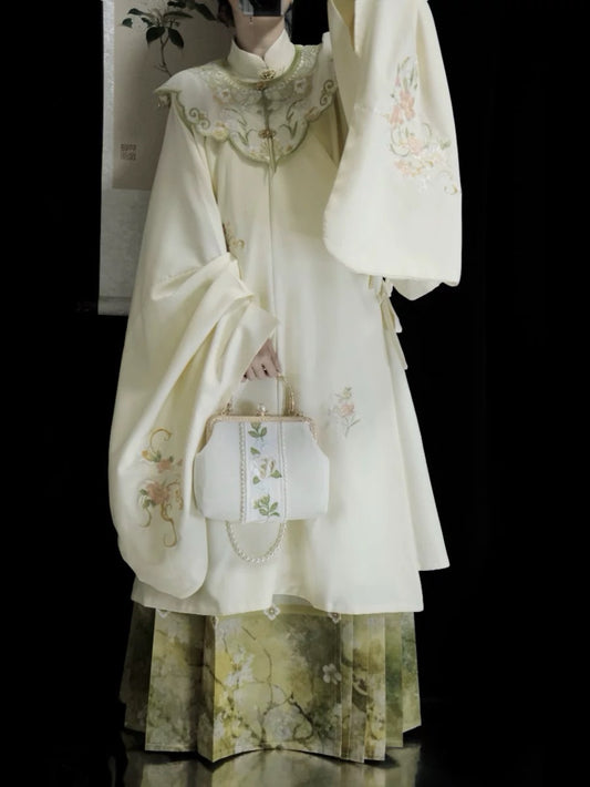 New Ming system hanbok female stand-up collar shirt cloud shoulder heavy embroidery full set of horse face dress daily fall and winter new