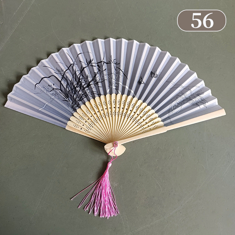 10pcs ancient style folding fan craft gift fans, Japanese Hanfu dance fans, portable silk fabric female fans