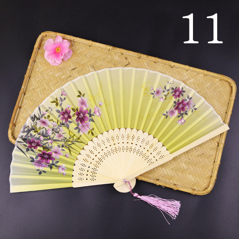 10pcs ancient style folding fan craft gift fans, Japanese Hanfu dance fans, portable silk fabric female fans