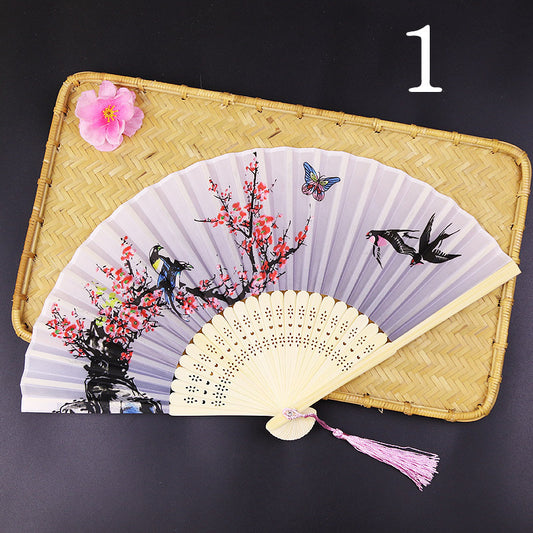 10pcs ancient style folding fan craft gift fans, Japanese Hanfu dance fans, portable silk fabric female fans