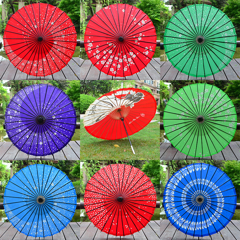 Vintage Oil Paper Umbrella with Japanese Style, Handcrafted Traditional Chinese and Japanese Restaurant Decor Umbrella