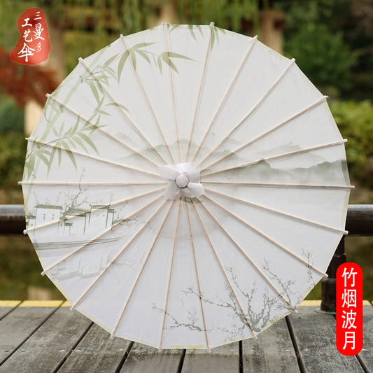 1pcs antique style modified oil paper umbrella, ink wash cloth umbrella, Chinese style wedding decoration umbrella, ancient costume Hanfu photography, classical dance umbrella, prop umbrella