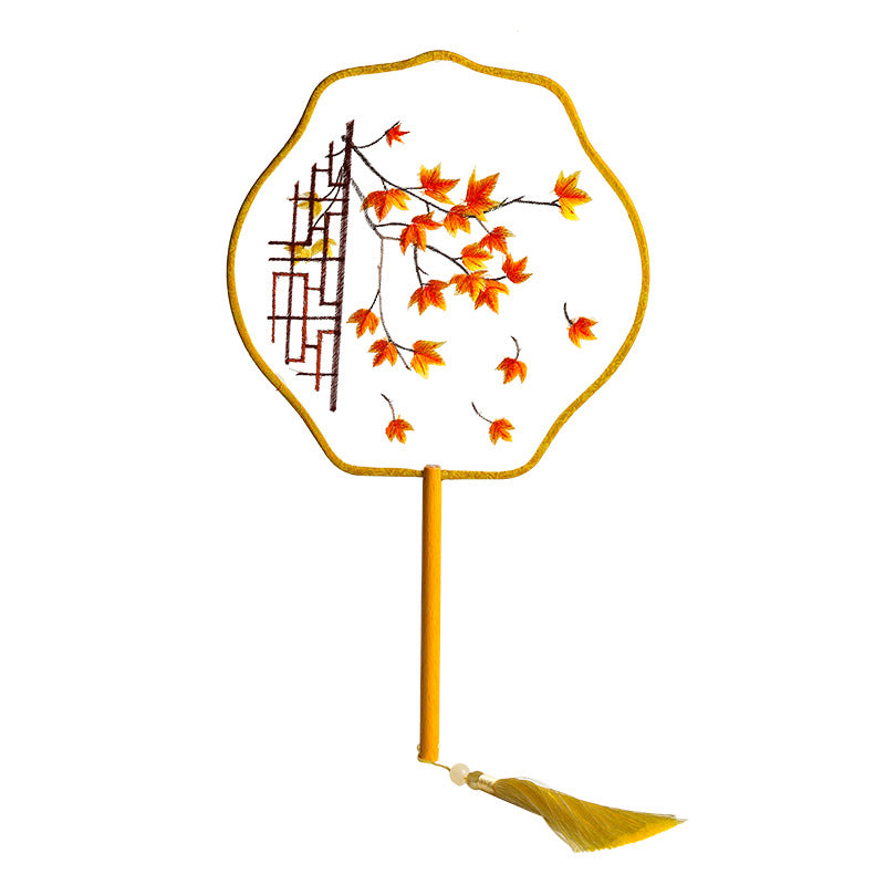 1pcs Double sided Embroidered Fan, Palace Fan, Handmade Fan, Ancient Style, Tourist Attraction, Photography, Dance Fan, Single sided Embroidered Fan
